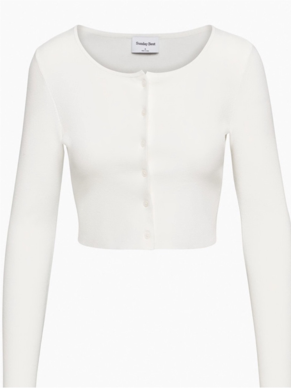 Sunday Best White Cropped Button Cardigan